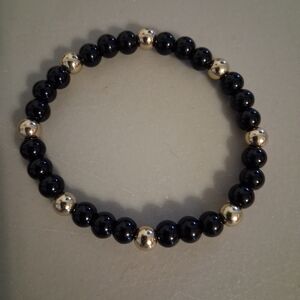 Handmade Obsidian stone Stretch Braclet.  6mm Beads
